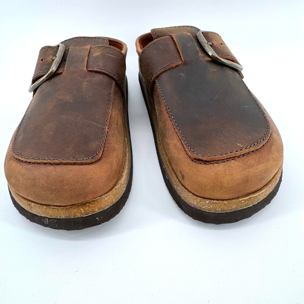 White Mountain Bueno Clogs Size 10 Brown Leather Buckle Comfort Mules W33951-979 - Picture 3 of 8